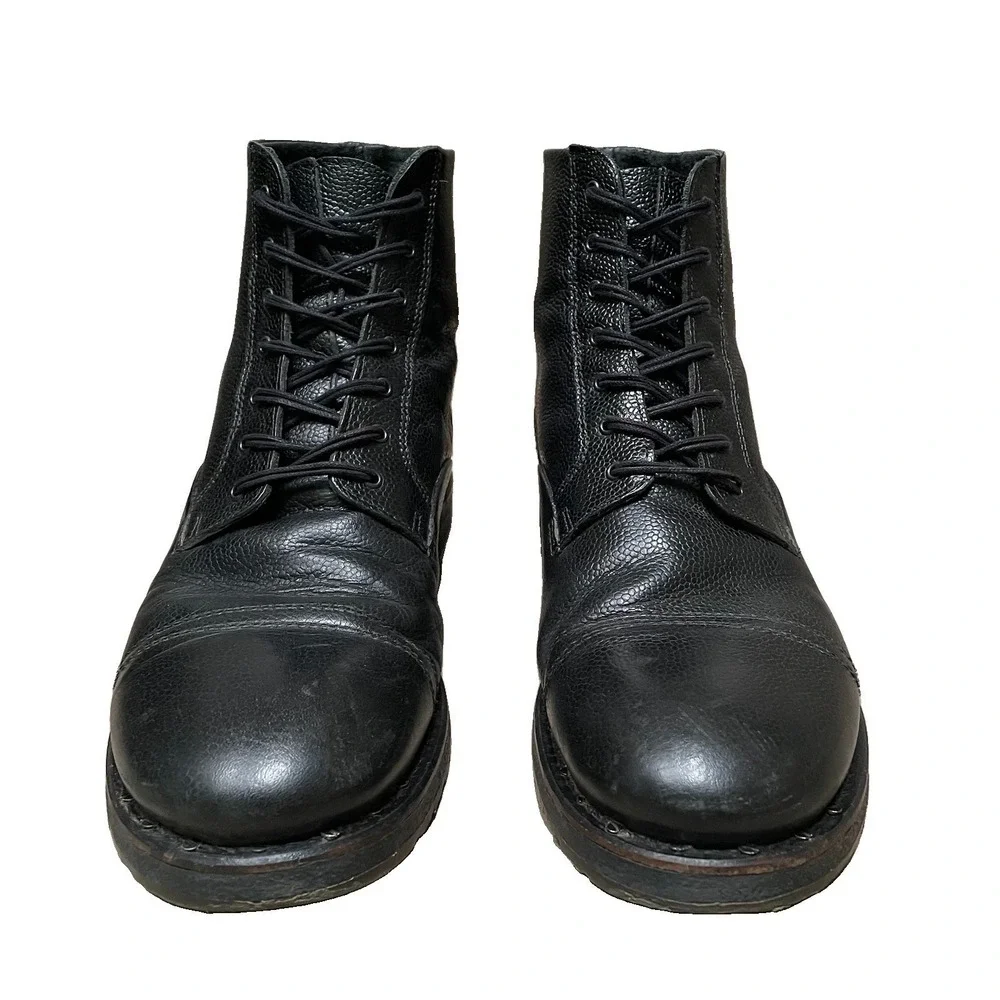 Y2K Diesel Service Boots Men's 9/42 *Portugal Black Pebble Leather Lace Up RARE
